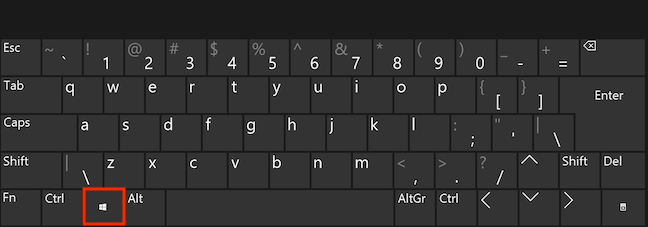 The Windows key on the keyboard