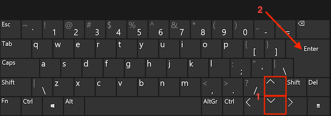 Use the arrow keys to move through the list of apps and Enter to open