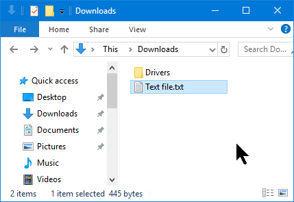 Text file in File Explorer