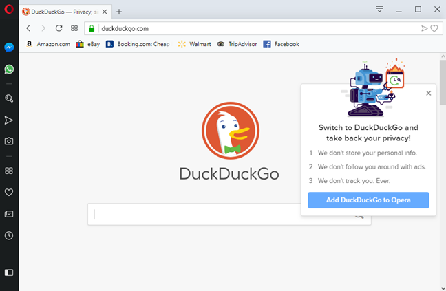 Adding DuckDuckGo to Opera
