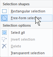 Free-form selection in Paint from Windows 10