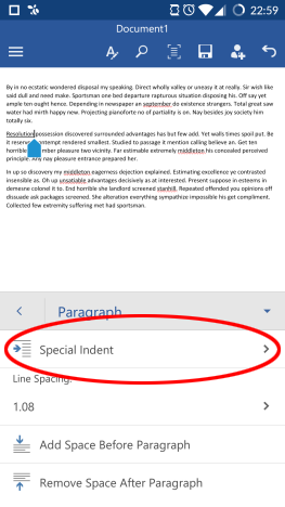 Android, Microsoft, Office, Word, paragraph, format, text, style, edit, options