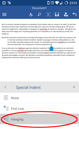 Android, Microsoft, Office, Word, paragraph, format, text, style, edit, options