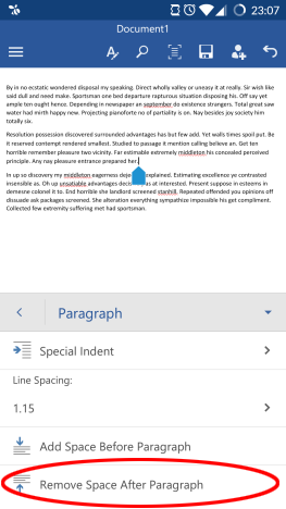 Android, Microsoft, Office, Word, paragraph, format, text, style, edit, options