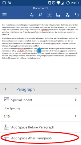 Android, Microsoft, Office, Word, paragraph, format, text, style, edit, options