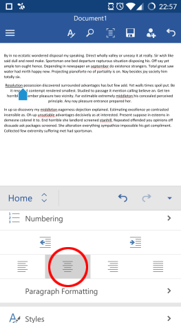Android, Microsoft, Office, Word, paragraph, format, text, style, edit, options