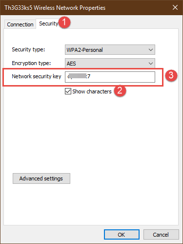 Seeing the network security key for your WiFi network