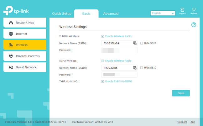 The WiFi details of a TP-Link router