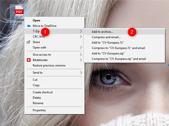 Add to archive option offered by 7-Zip