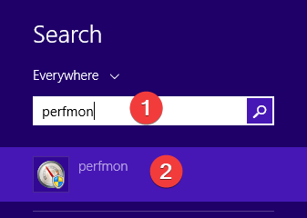 Search for perfmon in Windows 8.1