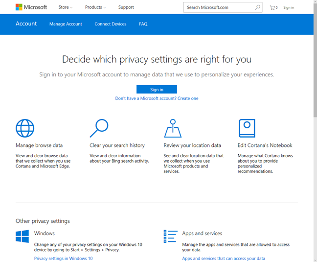 Microsoft, stored, privacy, personal, data