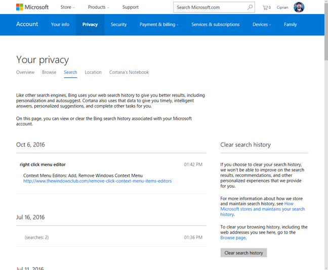 Microsoft, stored, privacy, personal, data