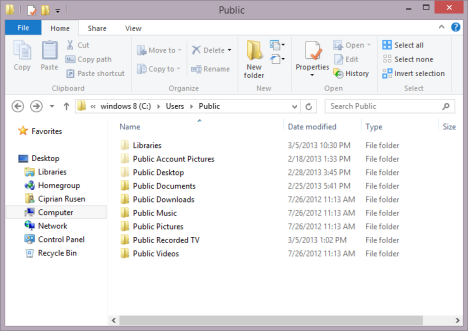 The Public Folder in Windows and how to use it for sharing