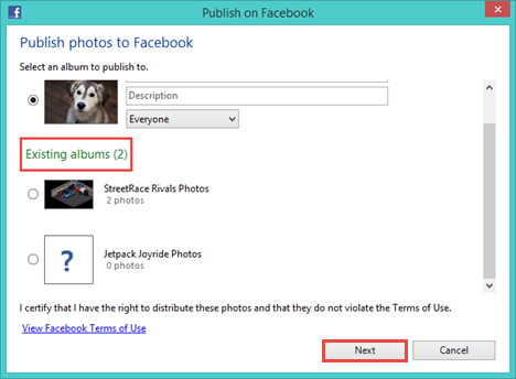 Windows, Photo Gallery, upload, pictures, Facebook