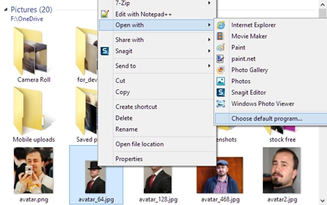 Windows Photo Gallery, set, default, image, pictures, viewer, files, types
