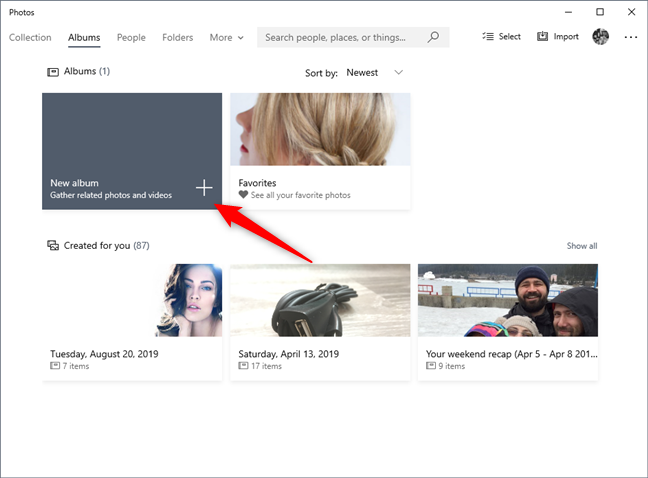 Creating a new photo album