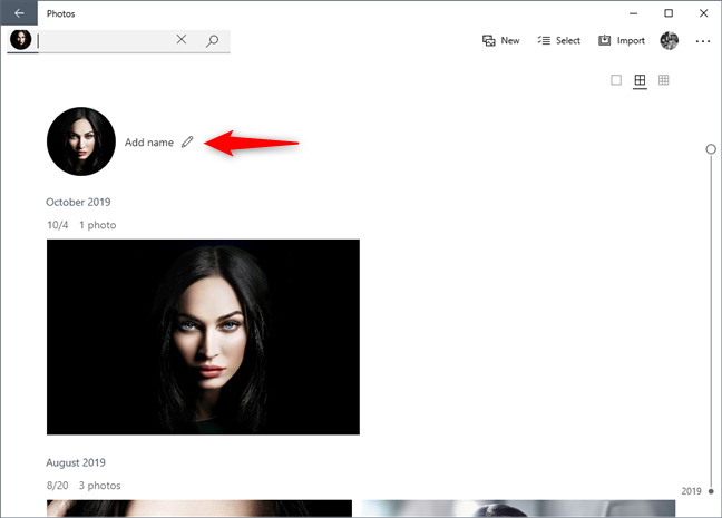 Adding a name for a group of tagged photos