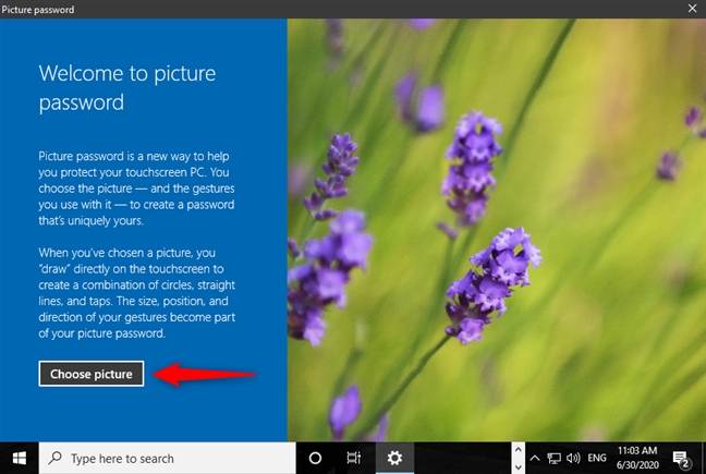 Choose picture to use for signing in to Windows 10