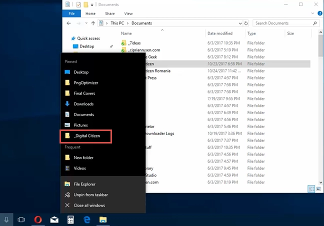 Windows, pin folder, taskbar