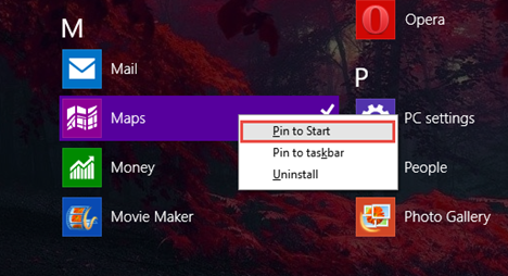 Windows 8.1, pin, apps, Start screen