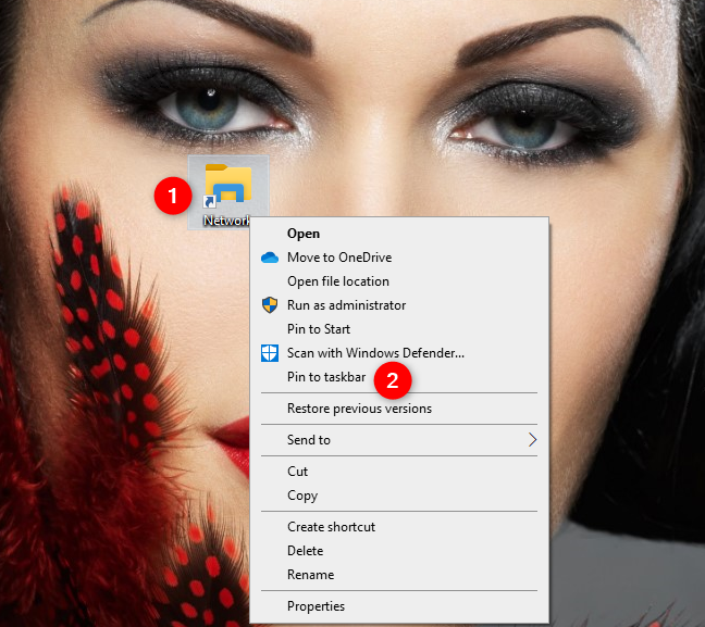Pin Network shortcut to the taskbar