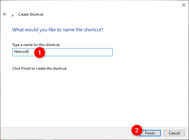 Choosing a name for the shortcut