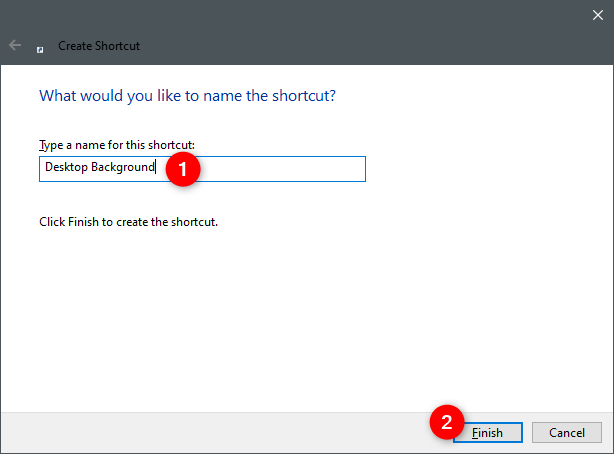 Choosing a name for the shortcut