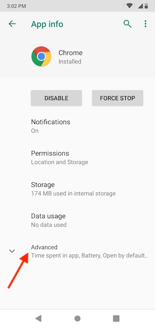 Access the Advanced option