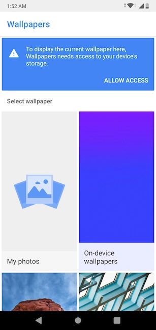 Wallpapers needs access to the device's storage