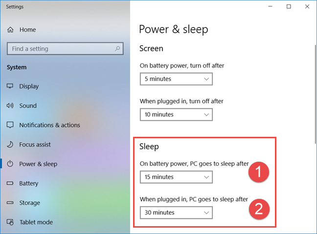 Windows, Power plan, settings