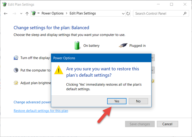 Windows, Power plan, settings