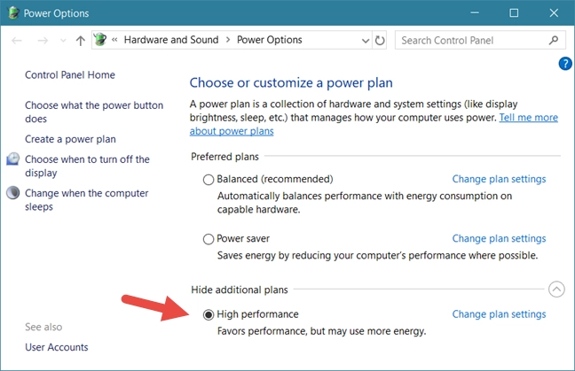 Windows, power plans