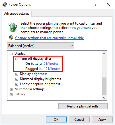 power options, power plan, settings, savings, Windows