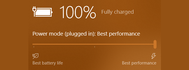 Use the Windows 10 power slider to save battery or increase performance