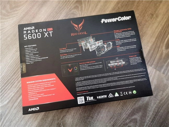 PowerColor Radeon RX 5600 XT Red Devil: The back of the box