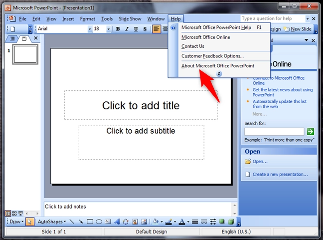 About Microsoft Office PowerPoint in Office 2003