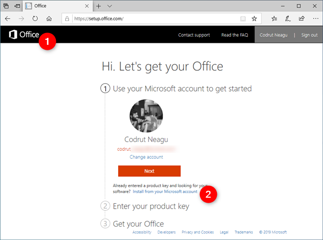 Install from your Microsoft account