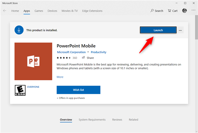 Launch PowerPoint Mobile