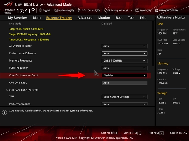 AMD Ryzen 7 3700X: Precision Boost (Core Performance Boost) disabled