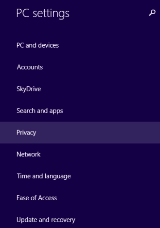 Windows 8.1, privacy, settings, location