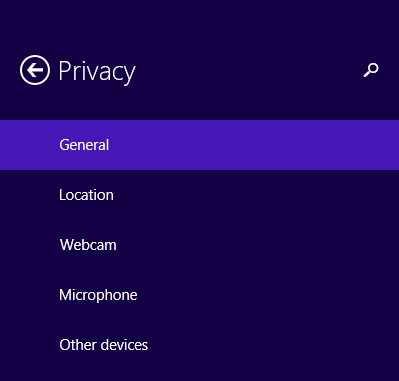 Windows 8.1, privacy, settings, location