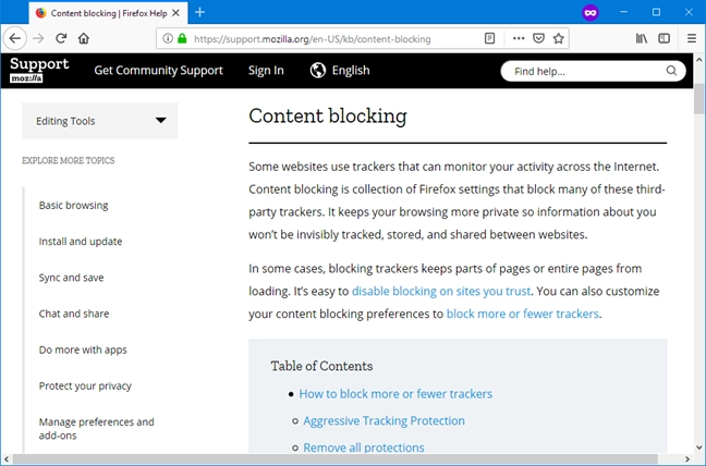 Content Blocking in Firefox