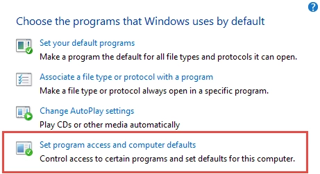 Set Program Access and Computer Defaults, Windows 8.1