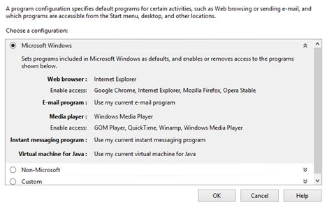Set Program Access and Computer Defaults, Windows 8.1