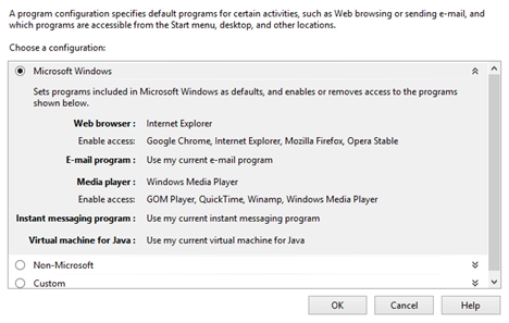 Set Program Access and Computer Defaults, Windows 8.1