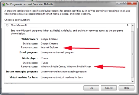 Set Program Access and Computer Defaults, Windows 7