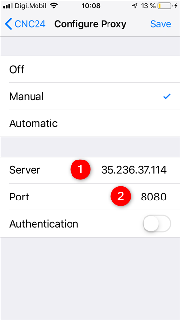 proxy settings on iphone