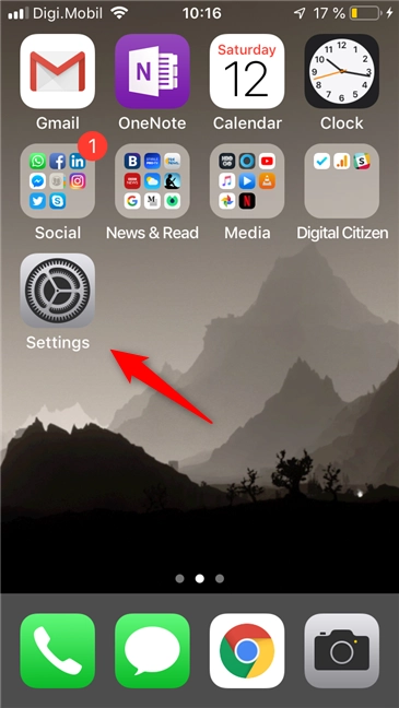 The Settings app on an iPhone