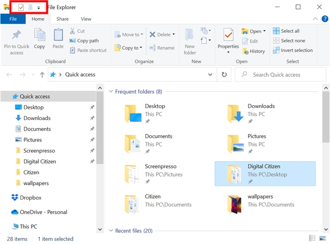 Discovering the Quick Access Toolbar in File Explorer