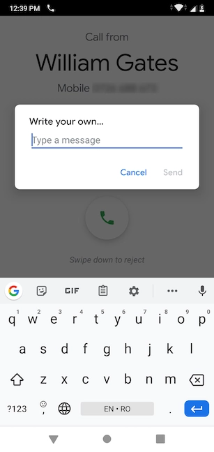 Write your own message and send